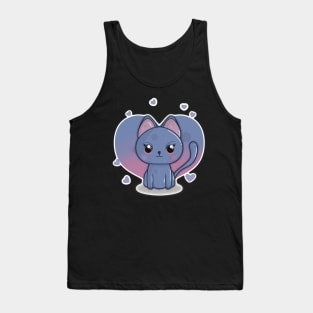 Cute Little Valentines Day Kitty with Heart Tank Top